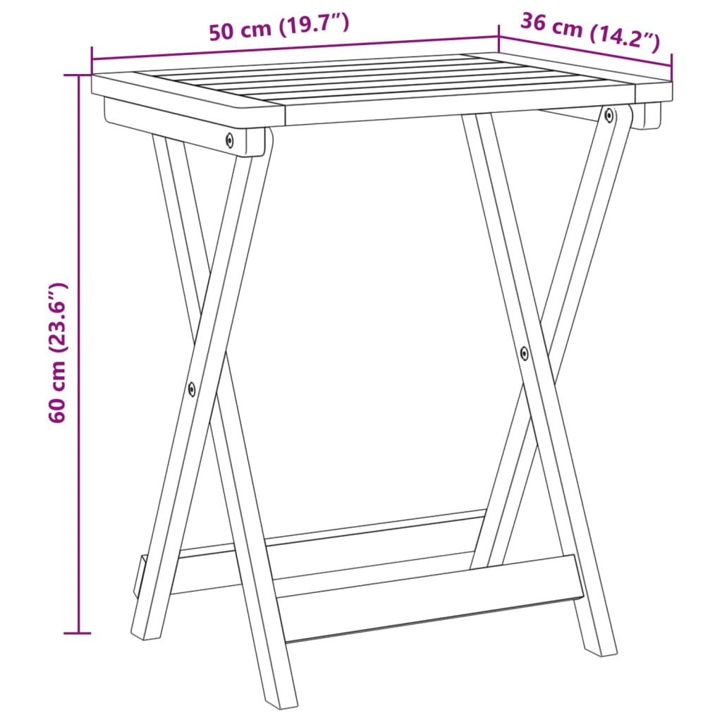 Sklopivi vrtni stol 50x36x60 cm od masivnog bagremovog drva