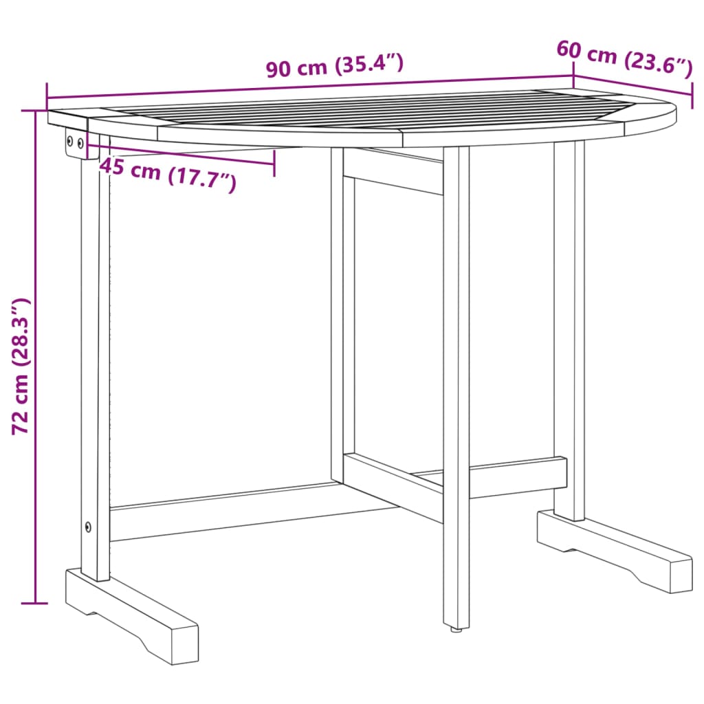 Sklopivi balkonski stol 90x60x72 cm od masivnog bagremovog drva