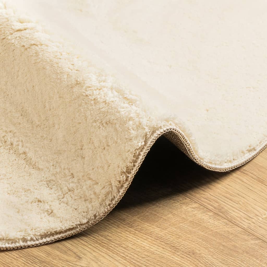 Tepih HUARTE kratkih vlakana mekani i perivi krem Ø 80 cm