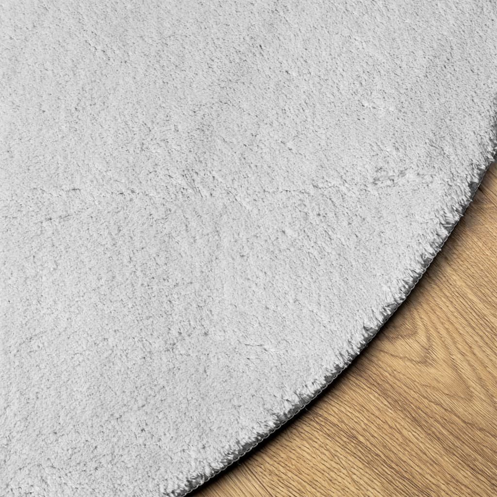 Tepih HUARTE kratkih vlakana mekani i perivi sivi Ø 100 cm
