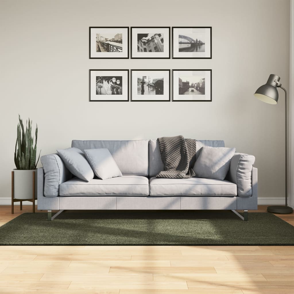 Tepih HUARTE kratkih vlakana mekani i perivi zeleni 100x200 cm