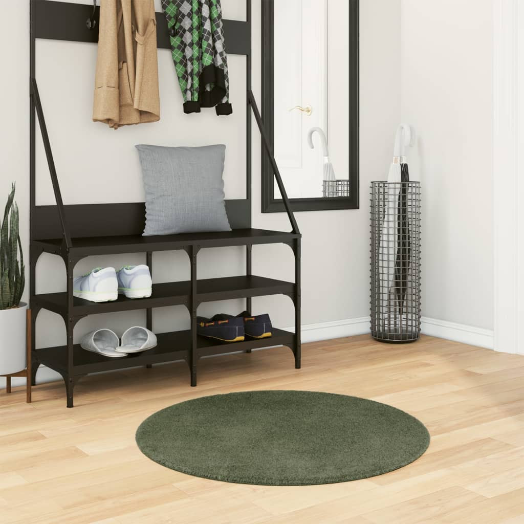 Tepih HUARTE kratkih vlakana mekani i perivi zeleni Ø 80 cm