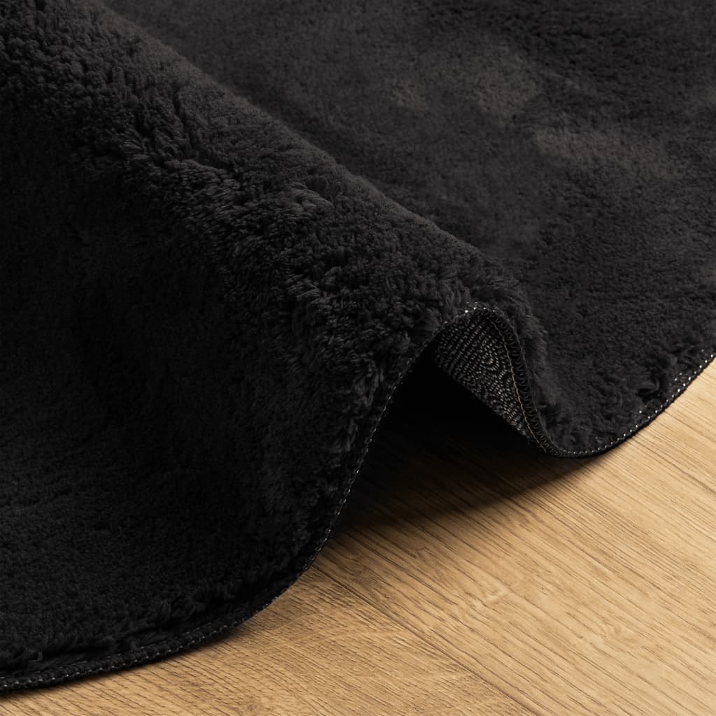 Tepih HUARTE kratkih vlakana mekani i perivi crni Ø 80 cm
