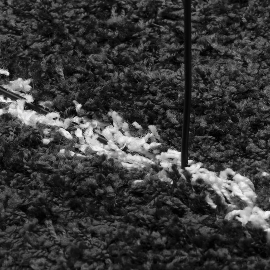 Čupavi tepih PAMPLONA s visokim vlaknima crni-krem 200 x 280 cm