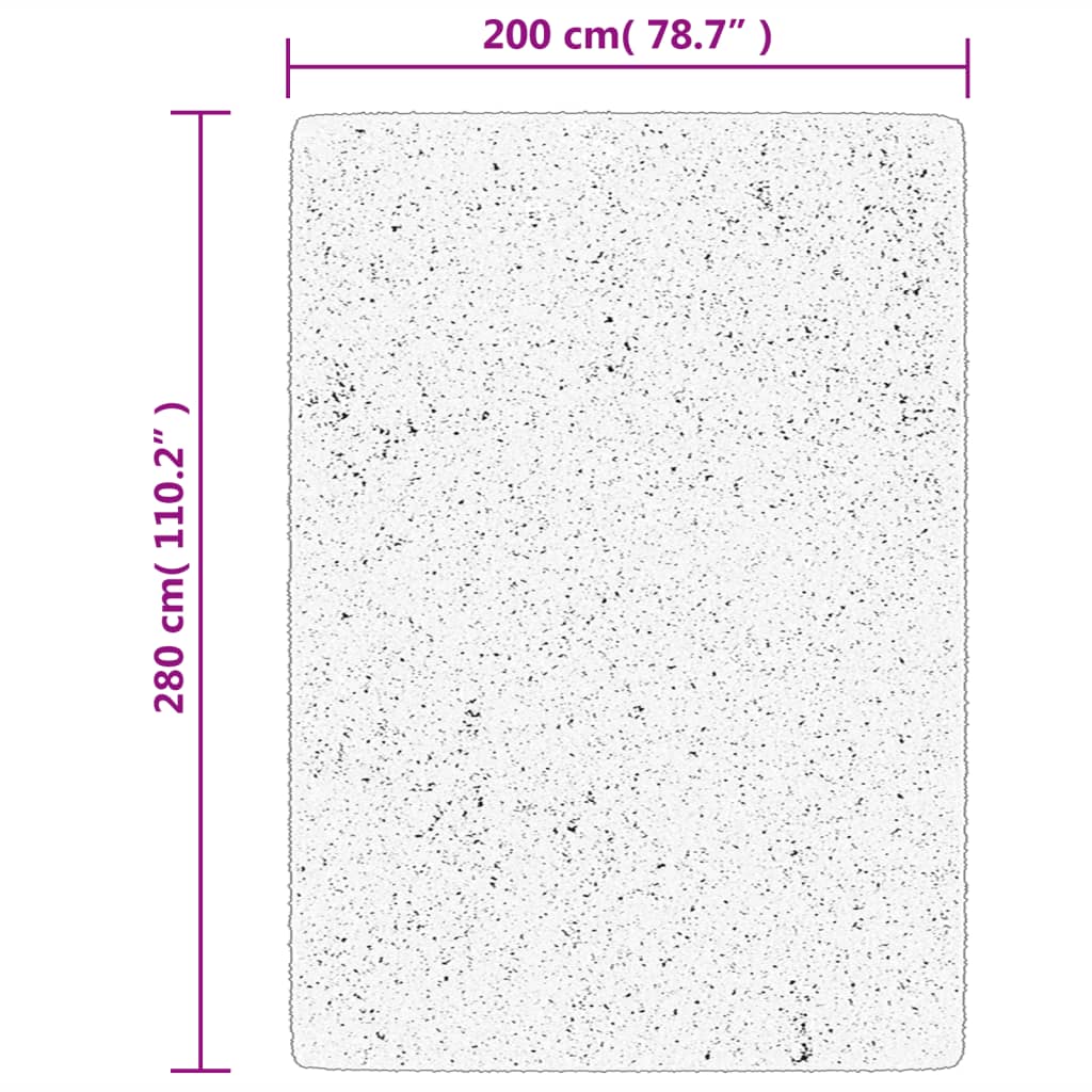 Čupavi tepih PAMPLONA s visokim vlaknima crni-krem 200 x 280 cm