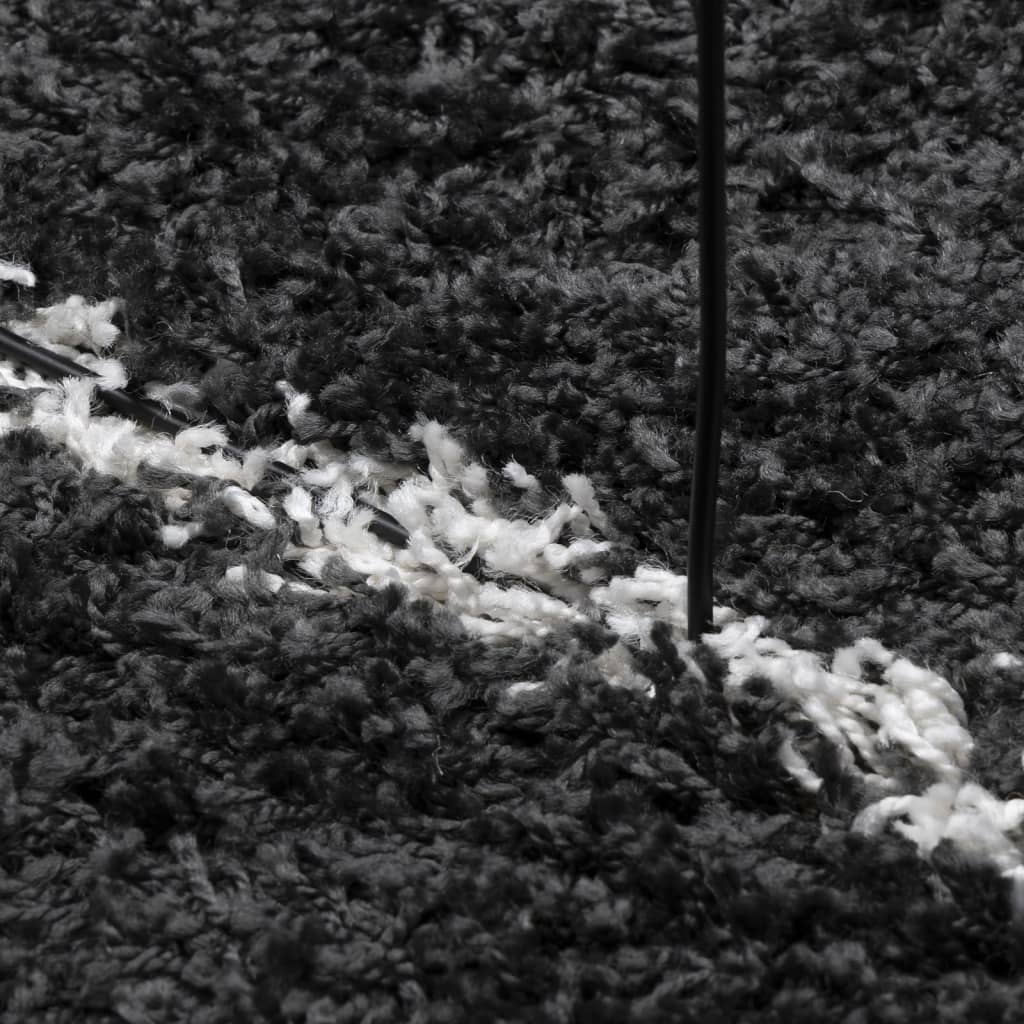 Čupavi tepih PAMPLONA s visokim vlaknima crni-krem 240 x 340 cm