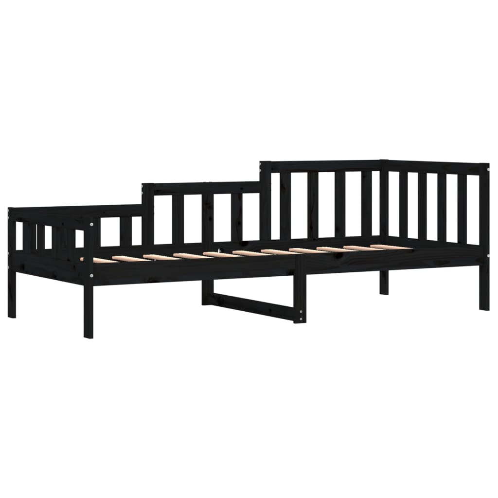 Dnevni ležaj crni 90 x 190 cm od masivne borovine
