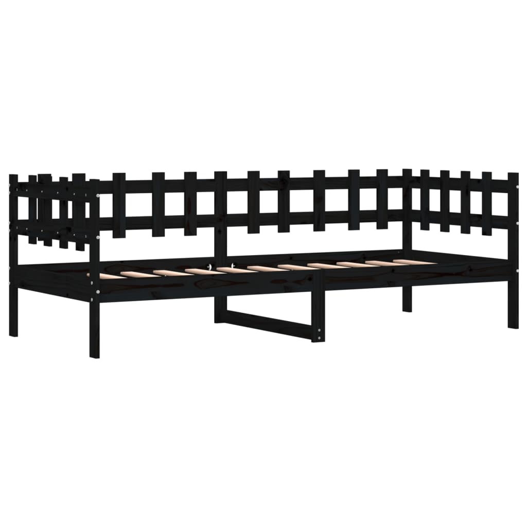 Dnevni ležaj crni 80 x 200 cm od masivne borovine