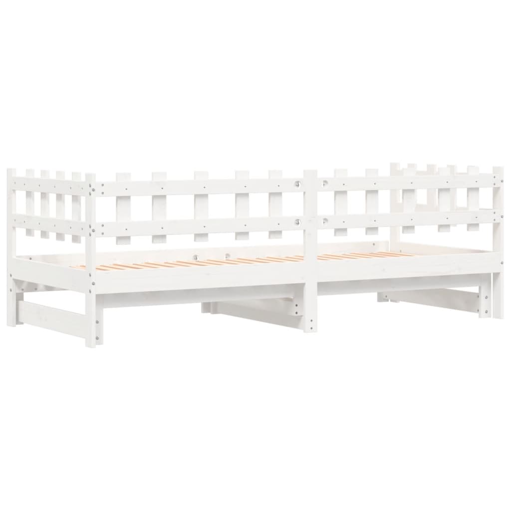 Dnevni ležaj na izvlačenje bijeli 2x(80x200)cm masivna borovina