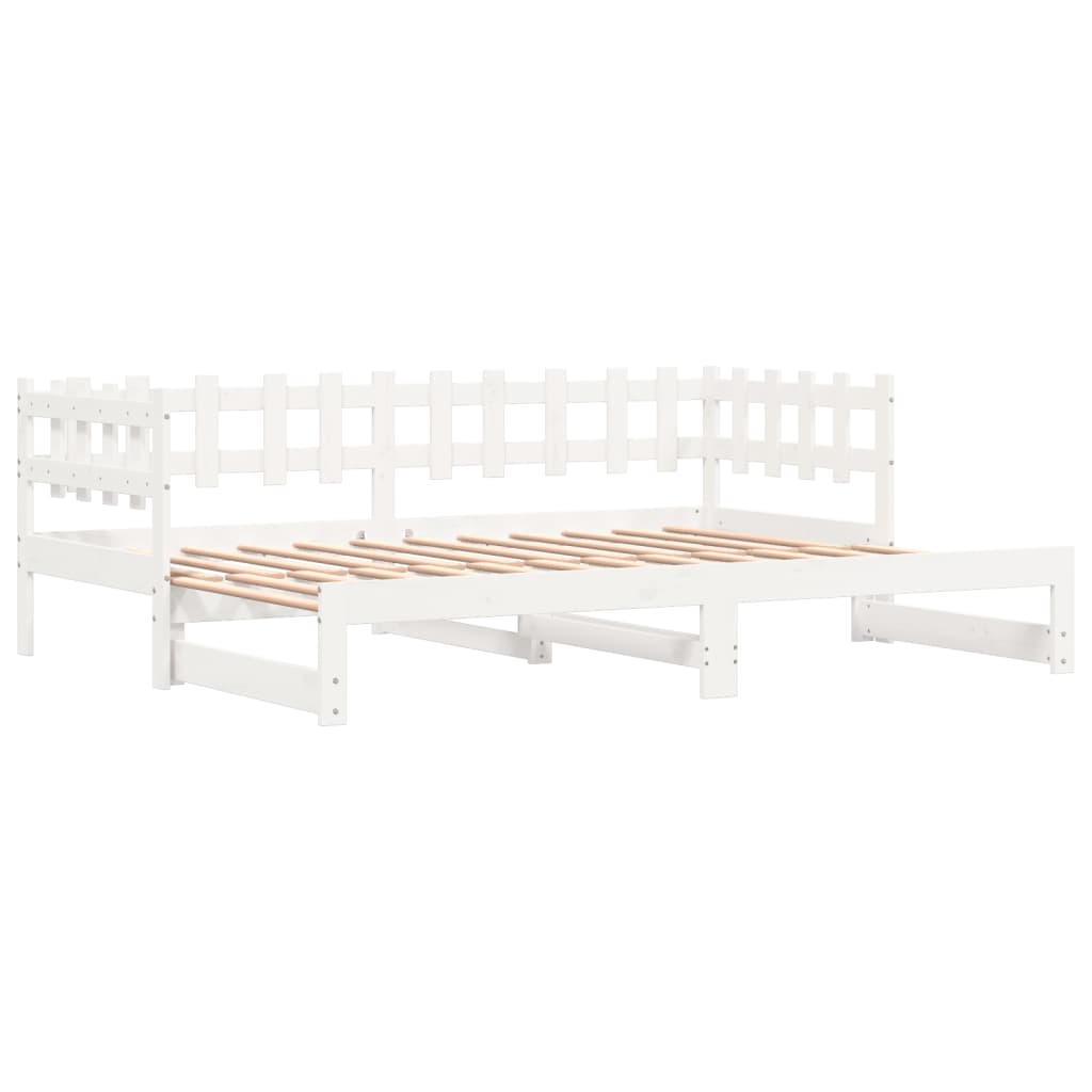 Dnevni ležaj na izvlačenje bijeli 2x(90x200)cm masivna borovina