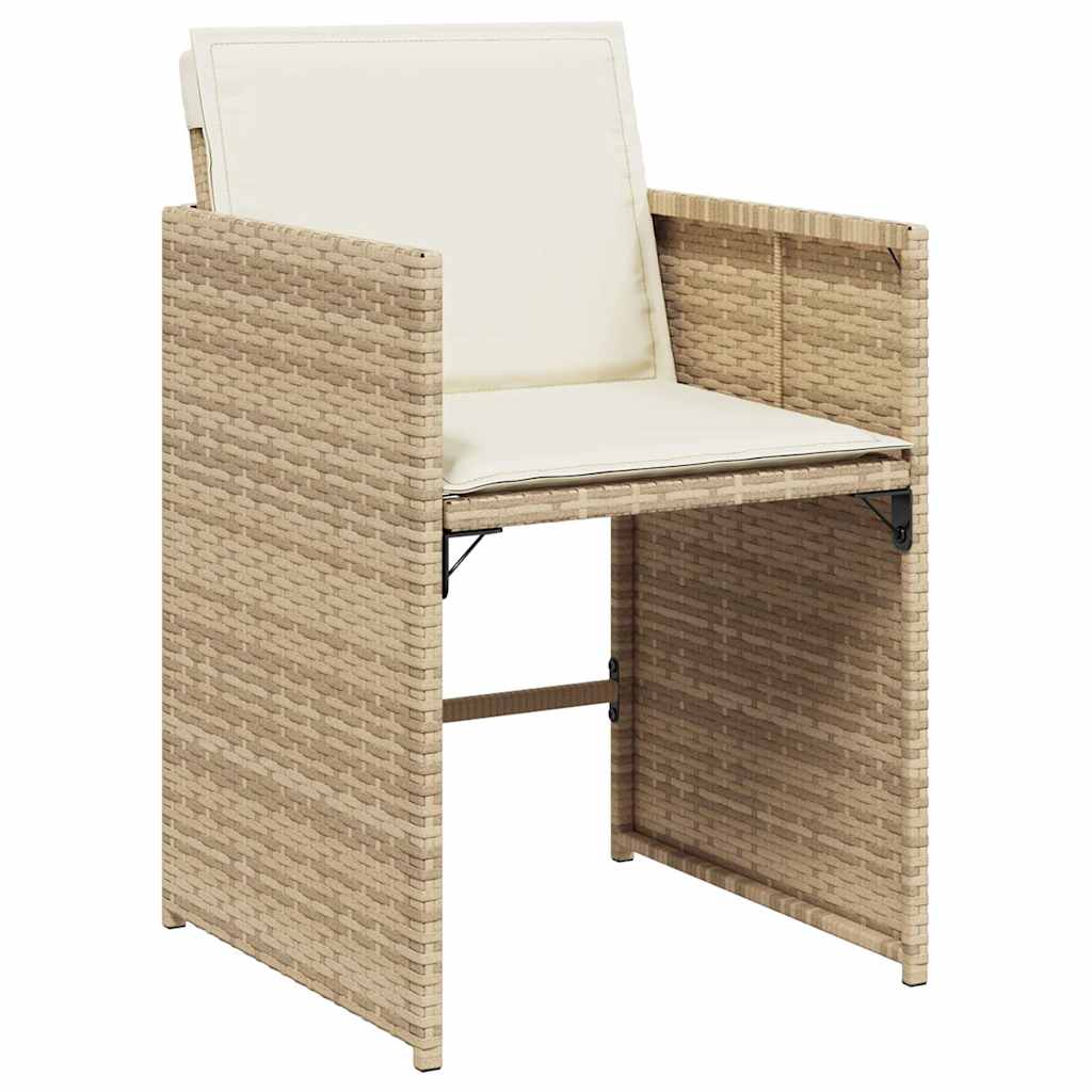 Vrtne stolice s jastucima 4 kom bež boje od poliratana