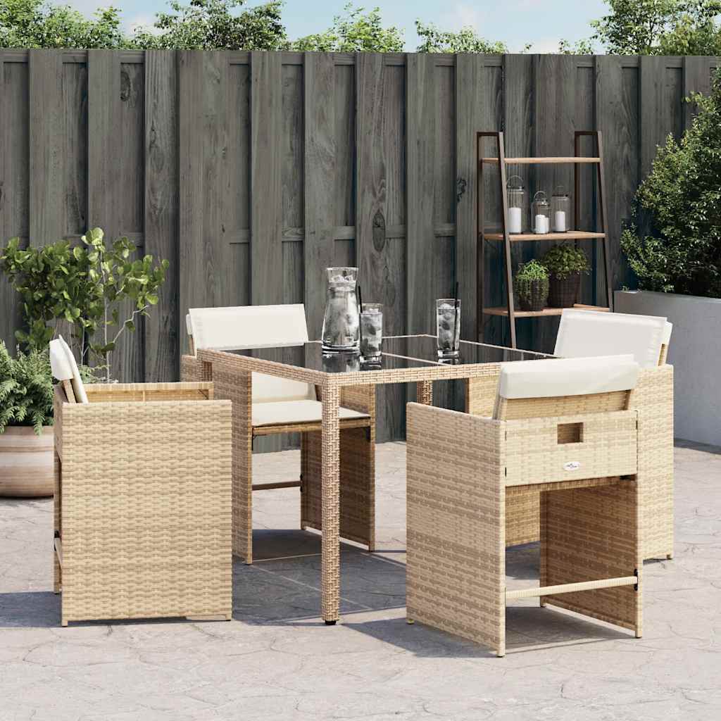 Vrtne stolice s jastucima 4 kom bež boje od poliratana