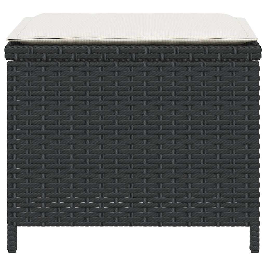 Vrtni taburei s jastucima 4 kom crni 41x41x36 cm od poliratana