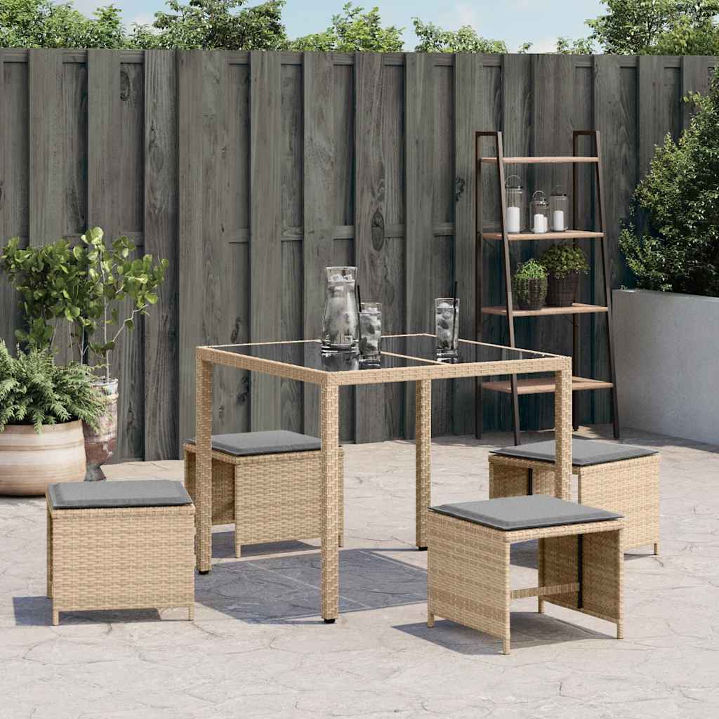 Vrtni taburei s jastucima 4 kom 41x41x36 cm od poliratana