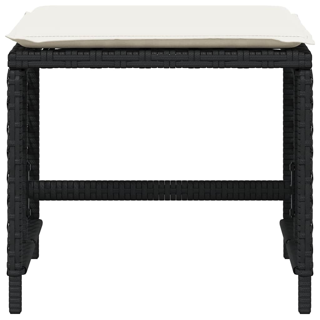 Vrtni taburei s jastucima 4 kom crni 41x41x36 cm od poliratana