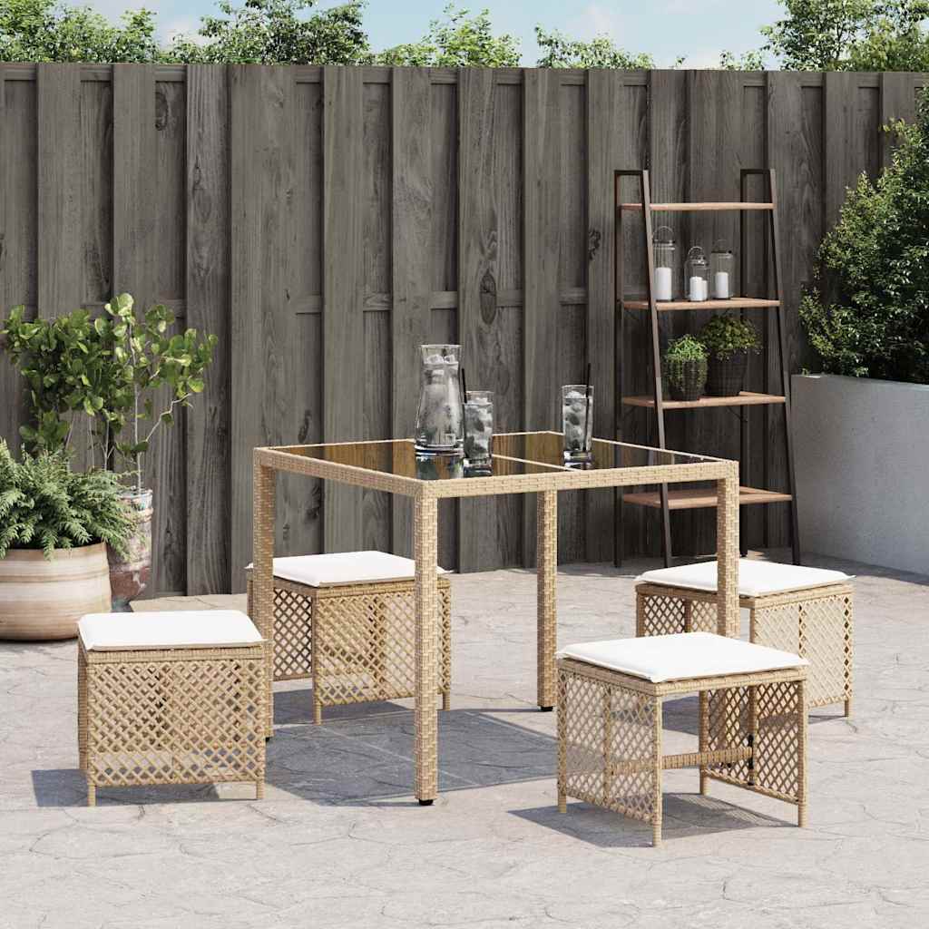 Vrtni stolci s jastucima 4 kom bež 41x41x36 cm od poliratana
