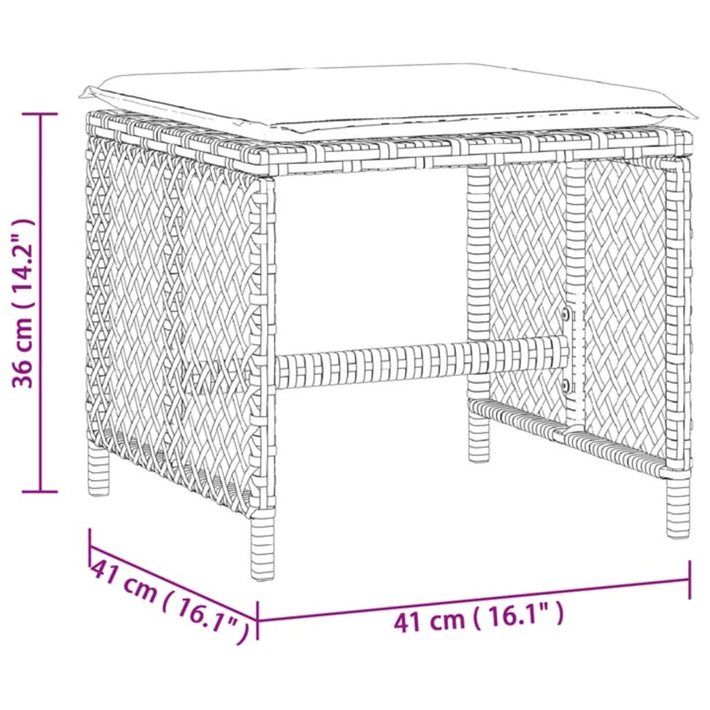 Vrtni stolci s jastucima 4 kom bež 41x41x36 cm od poliratana
