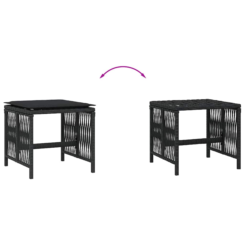 Vrtni stolci s jastucima 4 kom crni 41x41x36 cm od poliratana