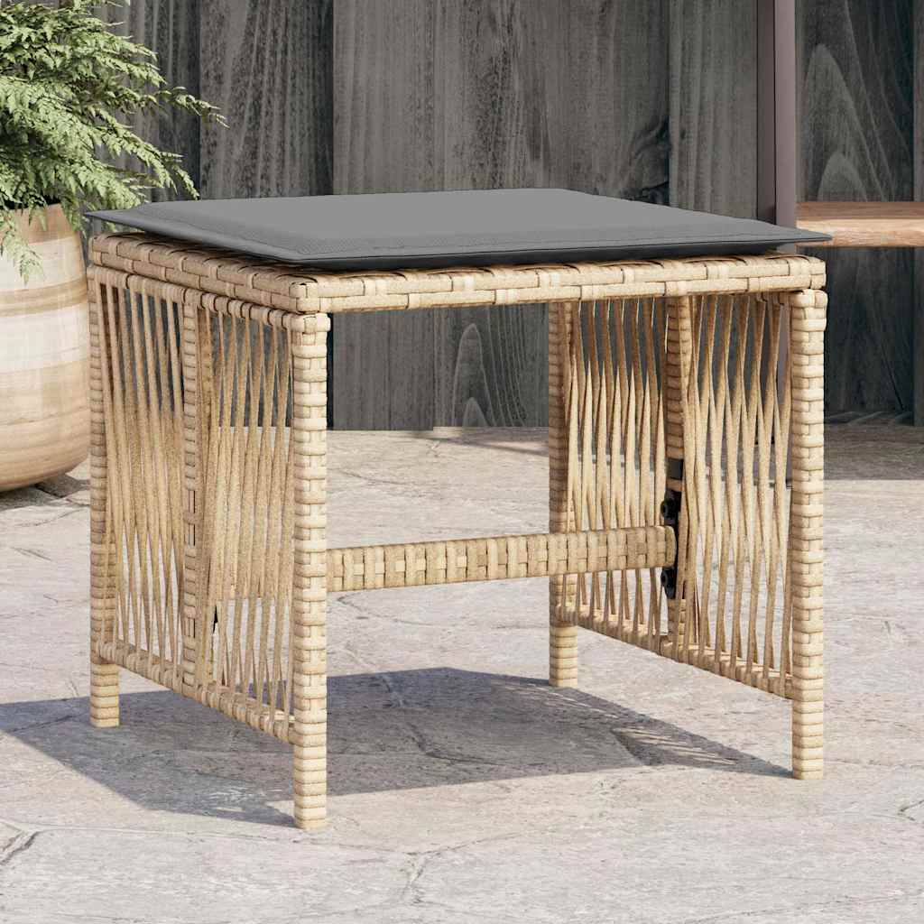 Vrtni taburei s jastucima 4 kom 41x41x36 cm od poliratana
