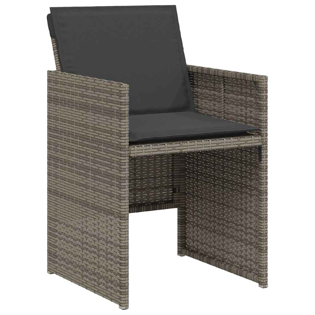 3-dijelni bistro set od poliratana s jastucima sivi