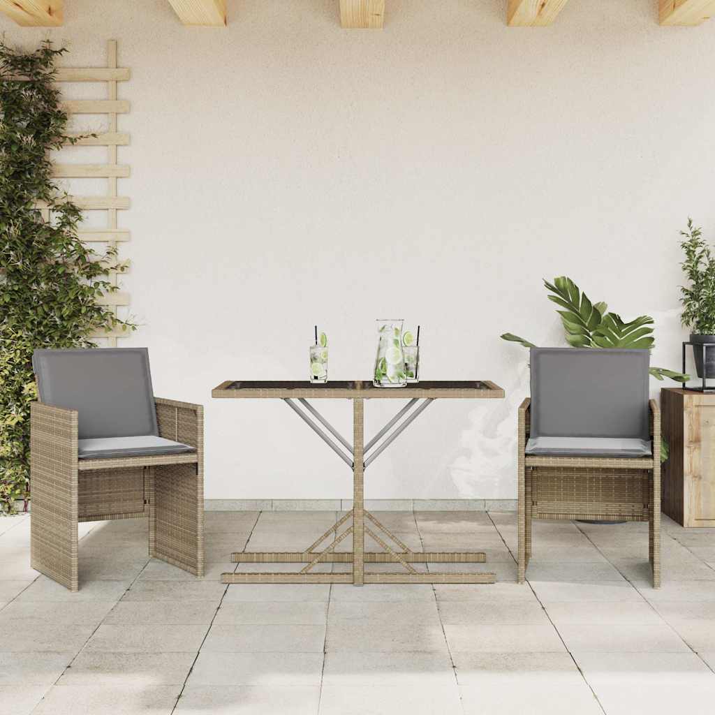 3-dijelni bistro set s jastucima miješane bež boje poliratan