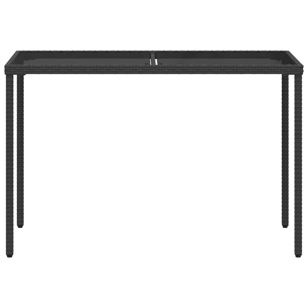 Vrtni stol sa staklenom pločom crni 115x54x74 cm od poliratana