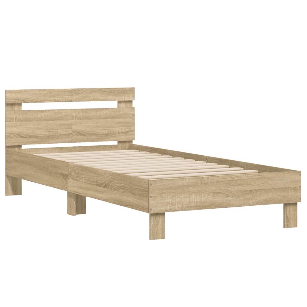 Okvir za krevet s uzglavljem boja hrasta 100x200 cm drveni
