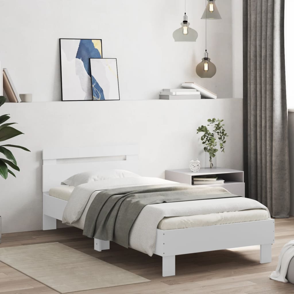 Okvir kreveta s uzglavljem bijeli 90 x 200 cm konstruirano drvo