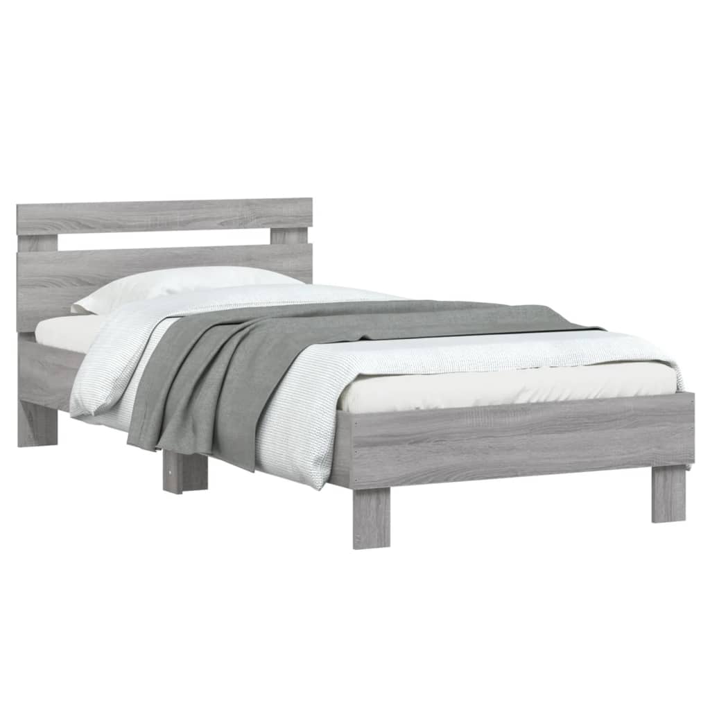 Okvir za krevet s uzglavljem boja hrasta 90x200 cm drveni