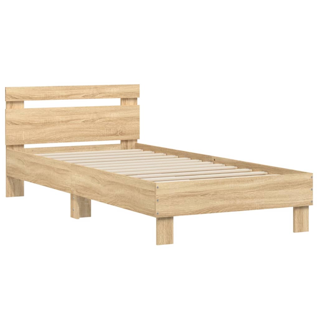 Okvir za krevet s uzglavljem boja hrasta 90x190 cm drveni