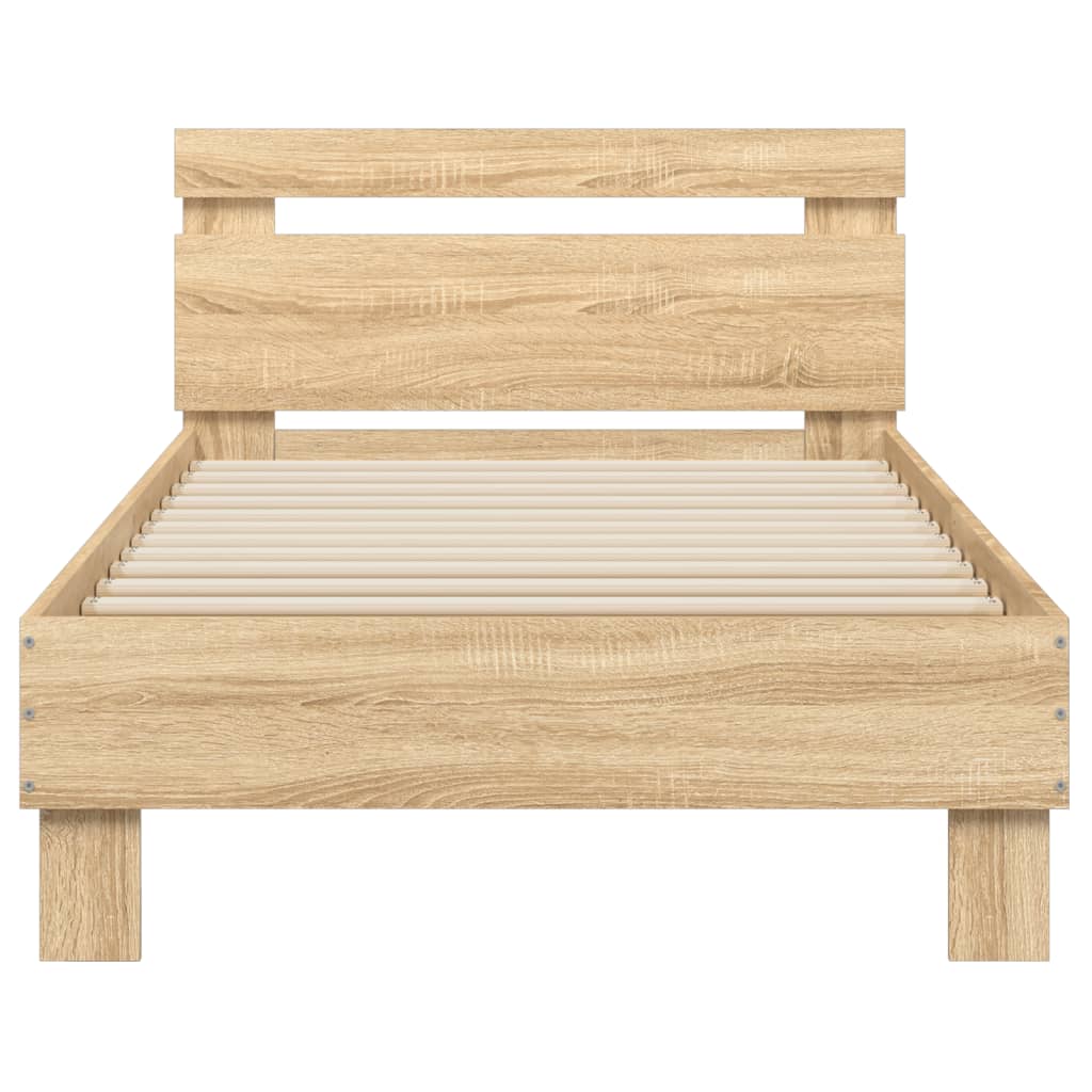Okvir za krevet s uzglavljem boja hrasta 90x190 cm drveni