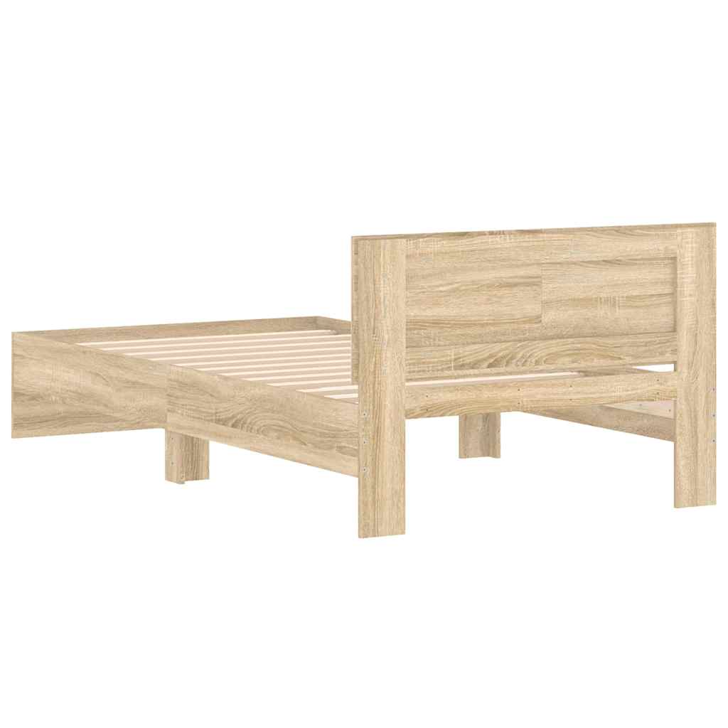 Okvir za krevet s uzglavljem boja hrasta 100x200 cm drveni