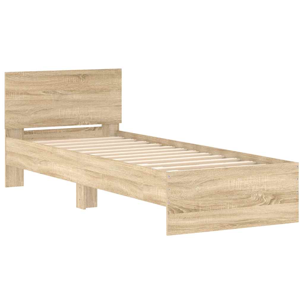 Okvir za krevet s uzglavljem boja hrasta 90x190 cm drveni