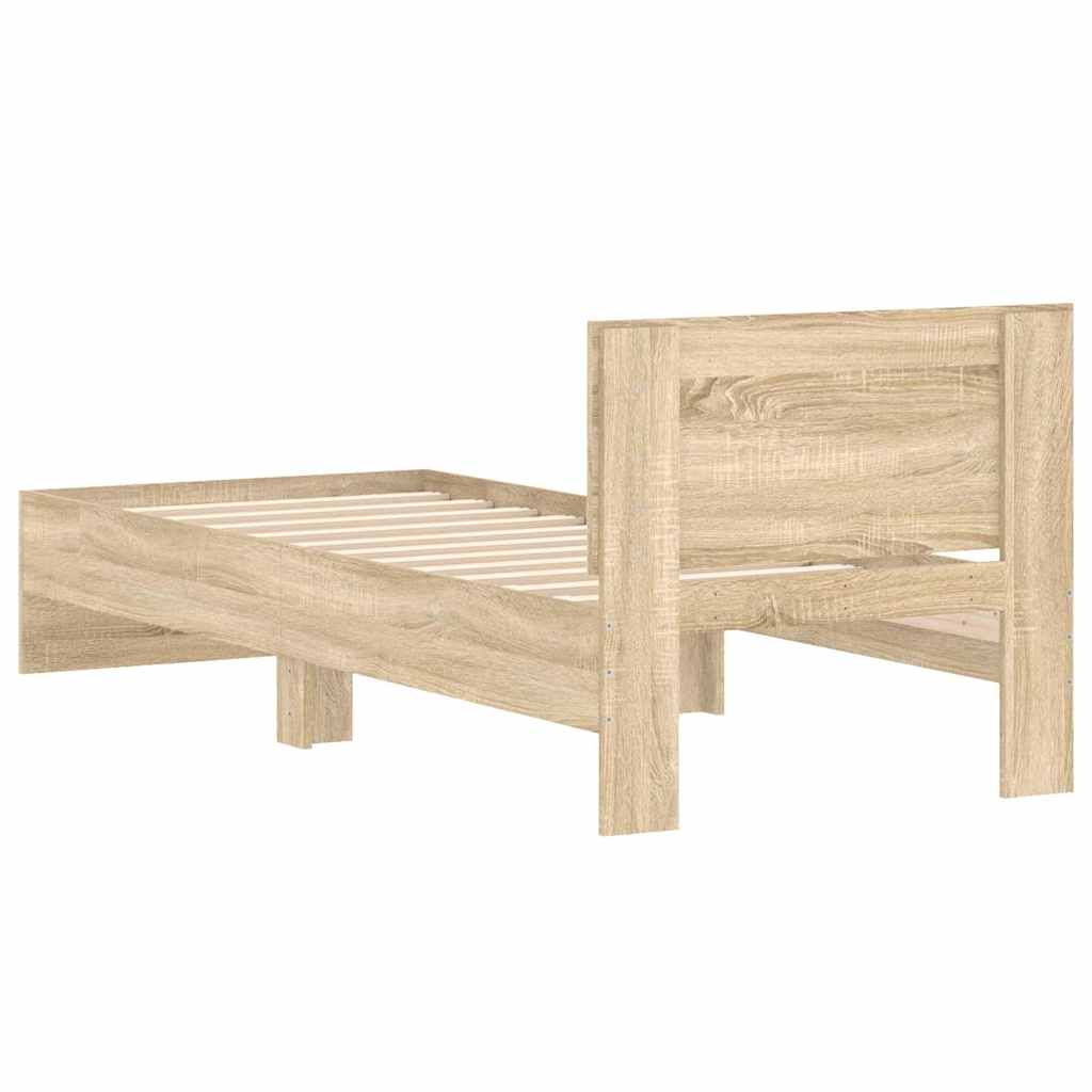 Okvir za krevet s uzglavljem boja hrasta 90x190 cm drveni