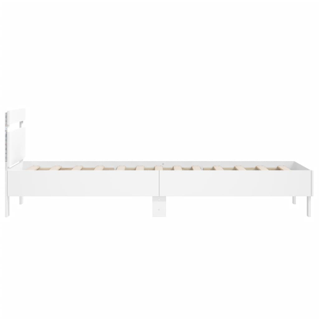Okvir za krevet s uzglavljem i LED svjetlima bijeli 100x200 cm