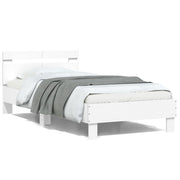 Okvir za krevet s uzglavljem i LED svjetlima bijeli 100x200 cm