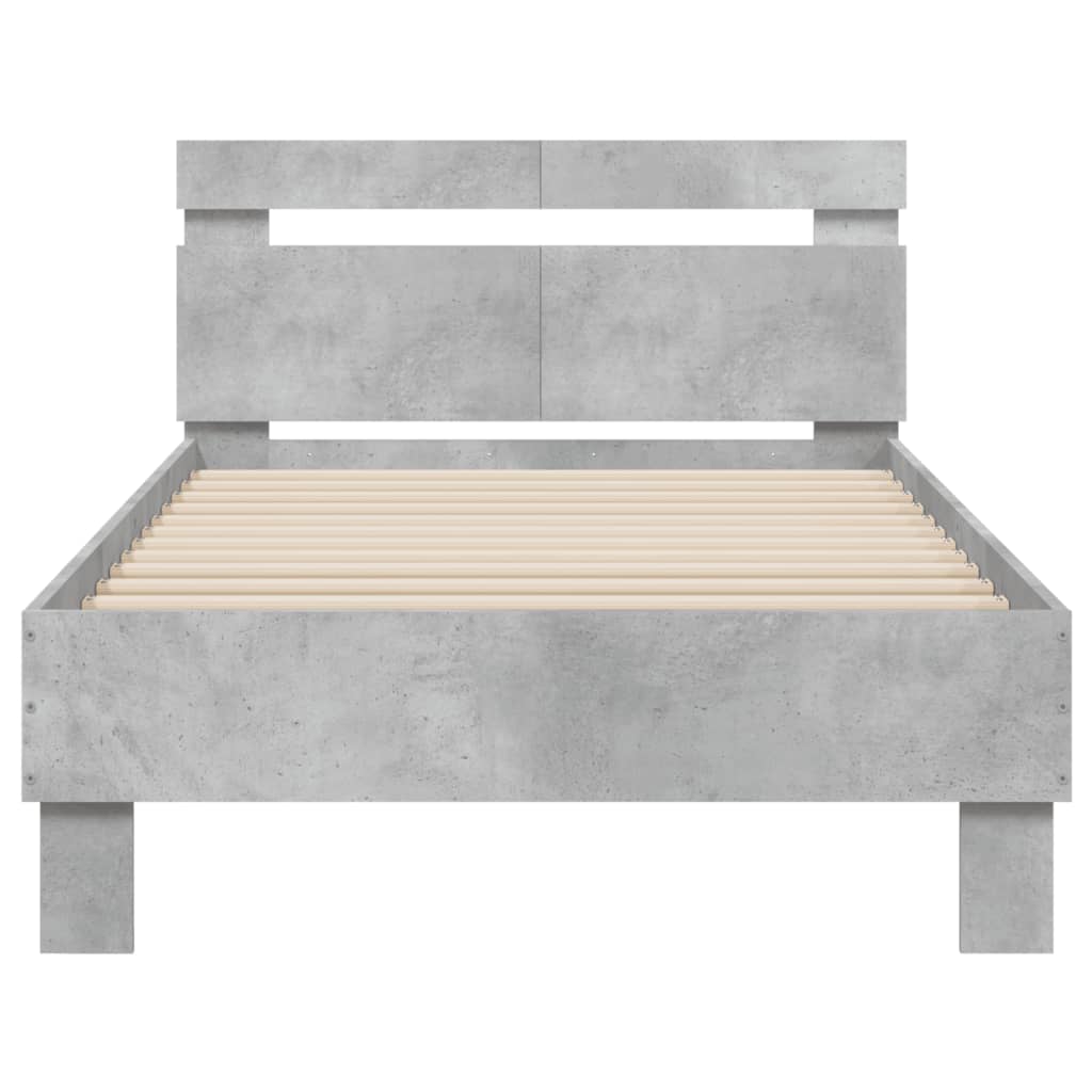 Okvir kreveta s uzglavljem LED siva boja betona 100 x 200 cm