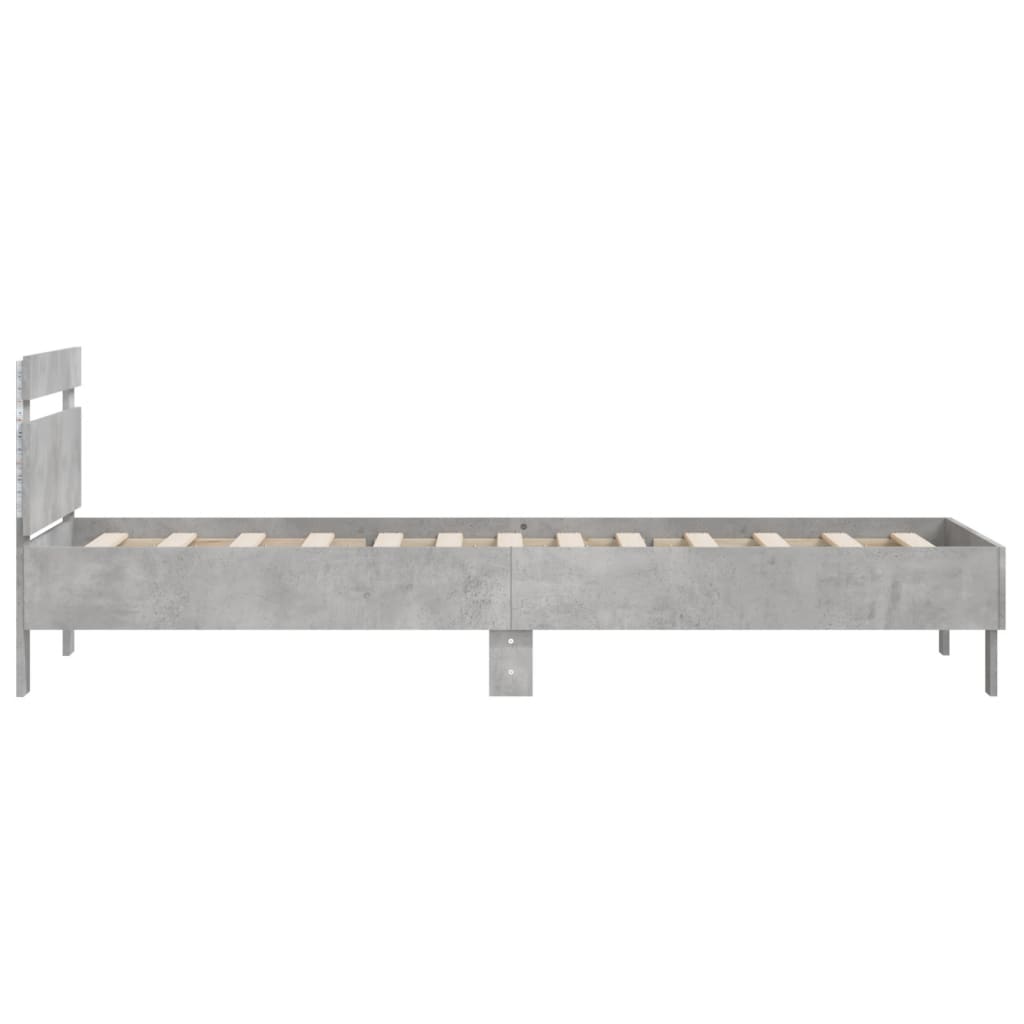 Okvir kreveta s uzglavljem LED siva boja betona 100 x 200 cm