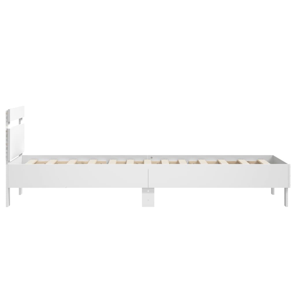 Okvir za krevet s uzglavljem i LED svjetlima bijeli 90x190 cm