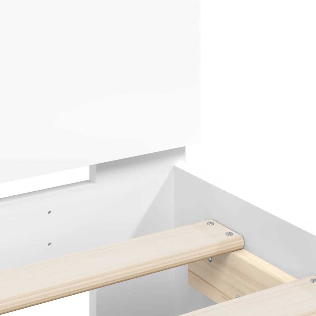 Okvir za krevet s uzglavljem i LED svjetlima bijeli 75x190 cm