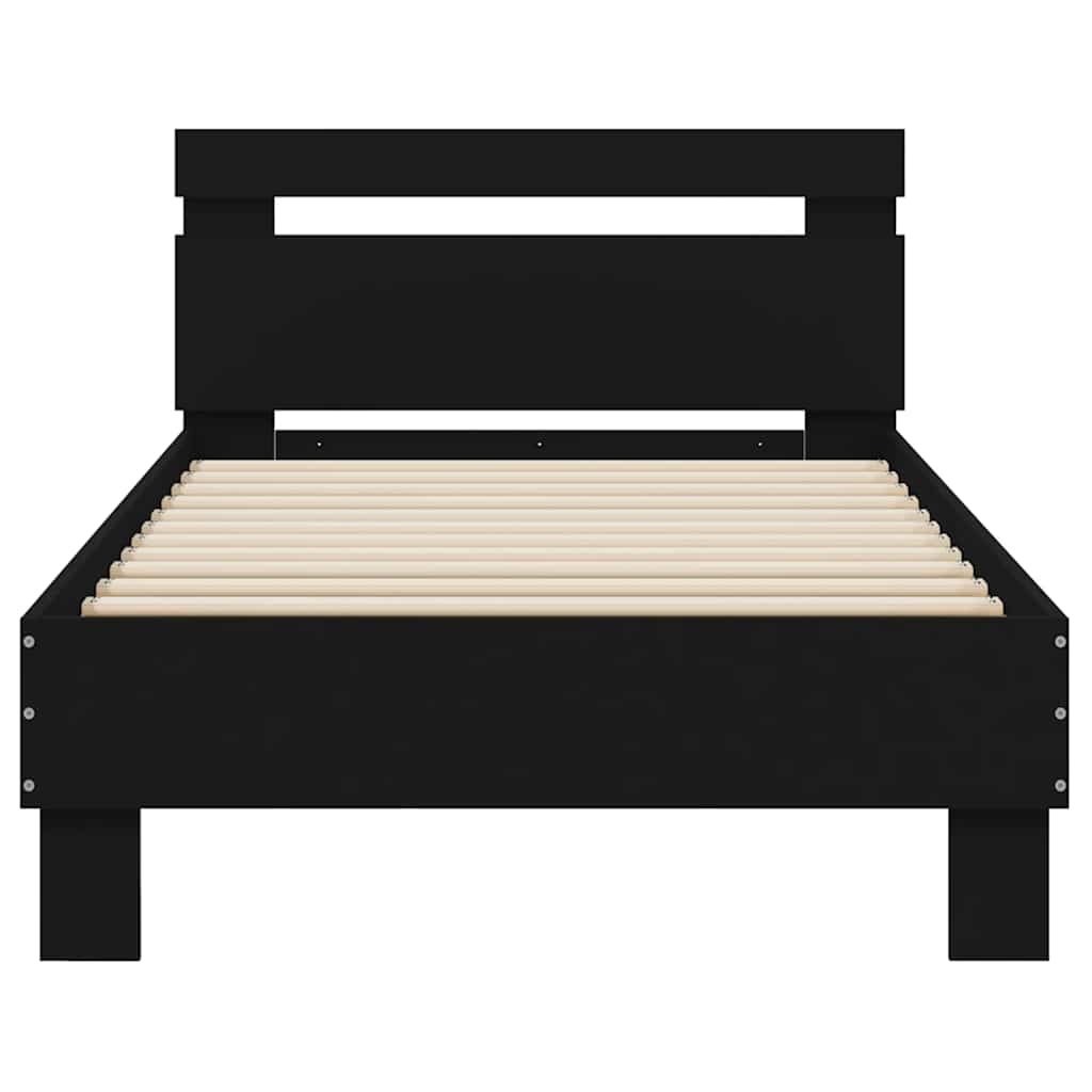 Okvir za krevet s uzglavljem i LED svjetlima crni 75x190 cm