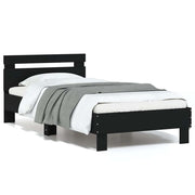 Okvir za krevet s uzglavljem i LED svjetlima crni 75x190 cm