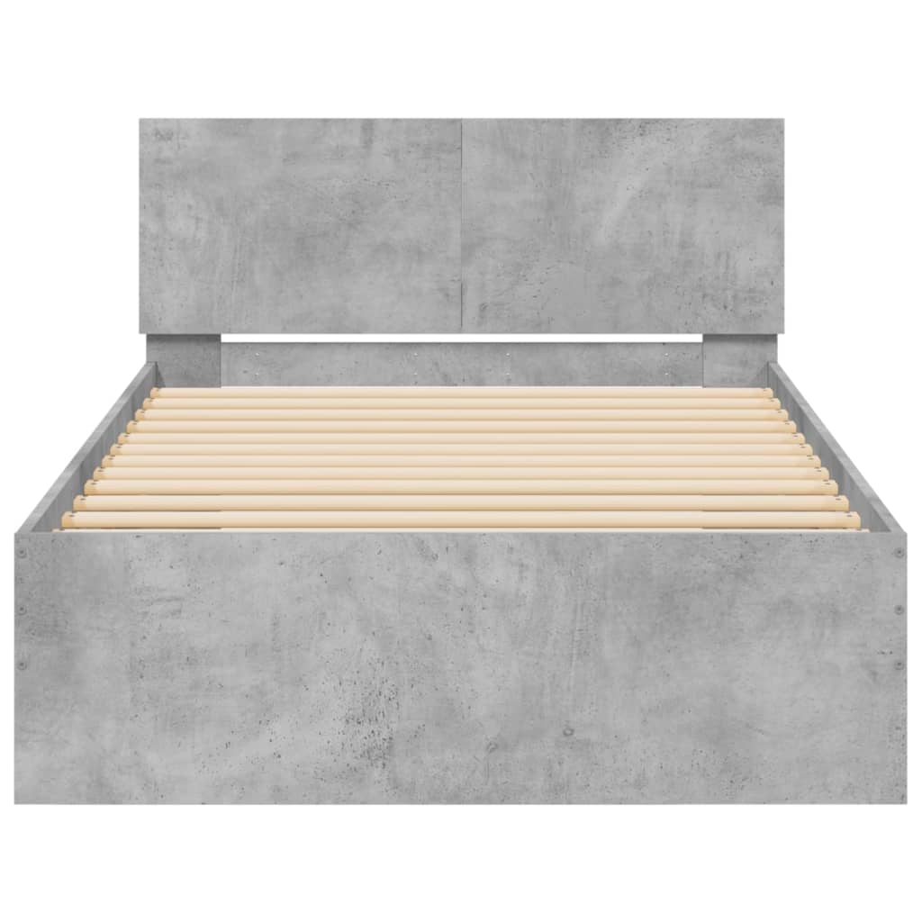Okvir kreveta s uzglavljem LED siva boja betona 100 x 200 cm
