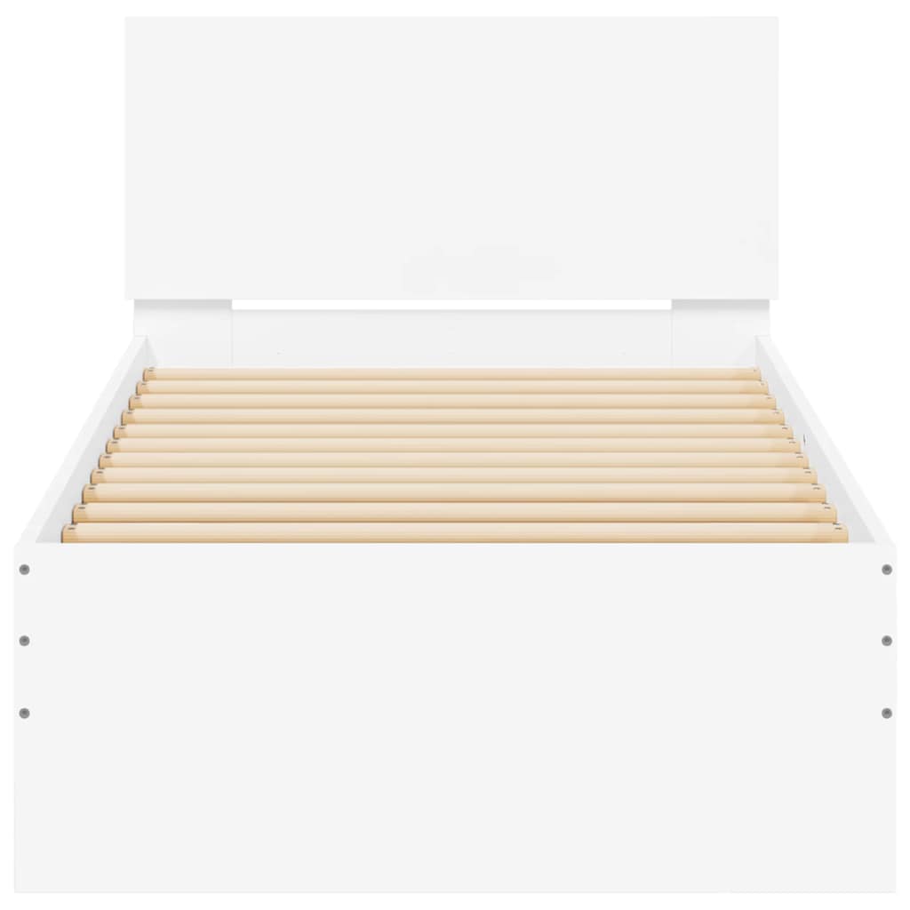 Okvir za krevet s uzglavljem i LED svjetlima bijeli 90x190 cm