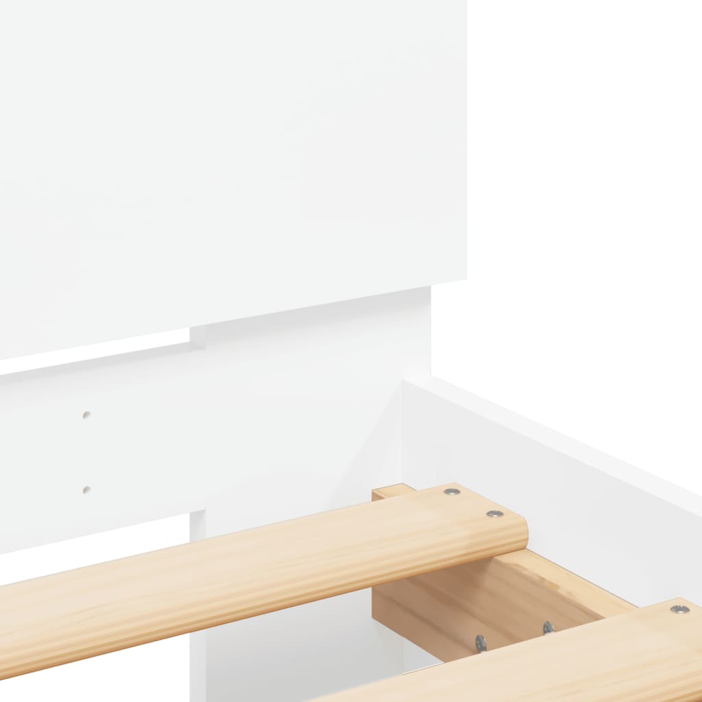 Okvir za krevet s uzglavljem i LED svjetlima bijeli 75x190 cm