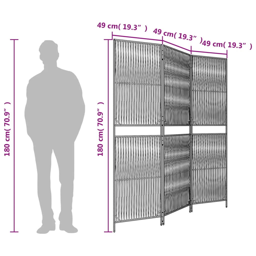 Sobna pregrada sa 3 panela smeđa od poliratana