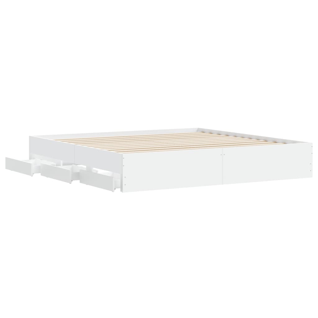 Okvir kreveta s ladicama bez madraca bijeli 180x200 cm