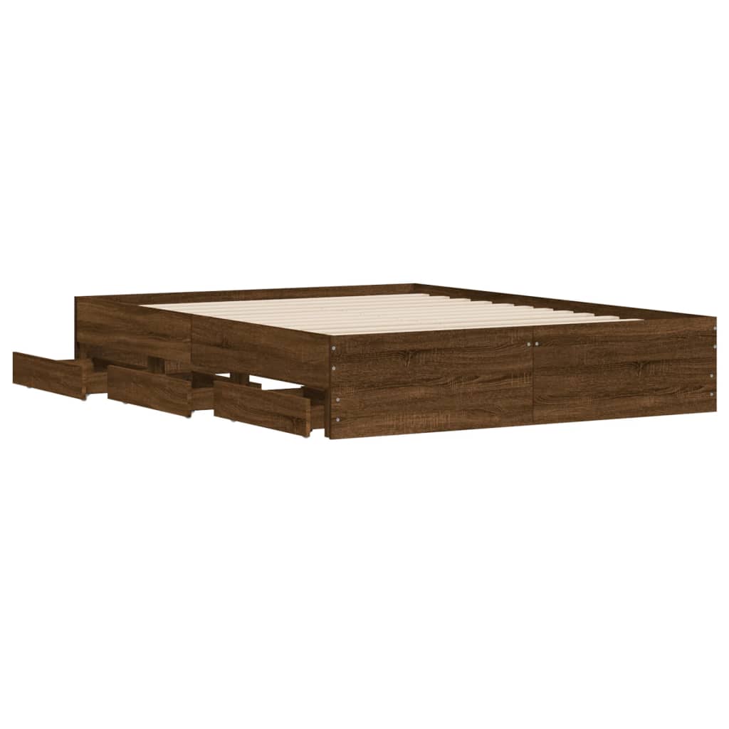 Okvir za krevet s ladicama boja hrasta 150x200 cm drveni