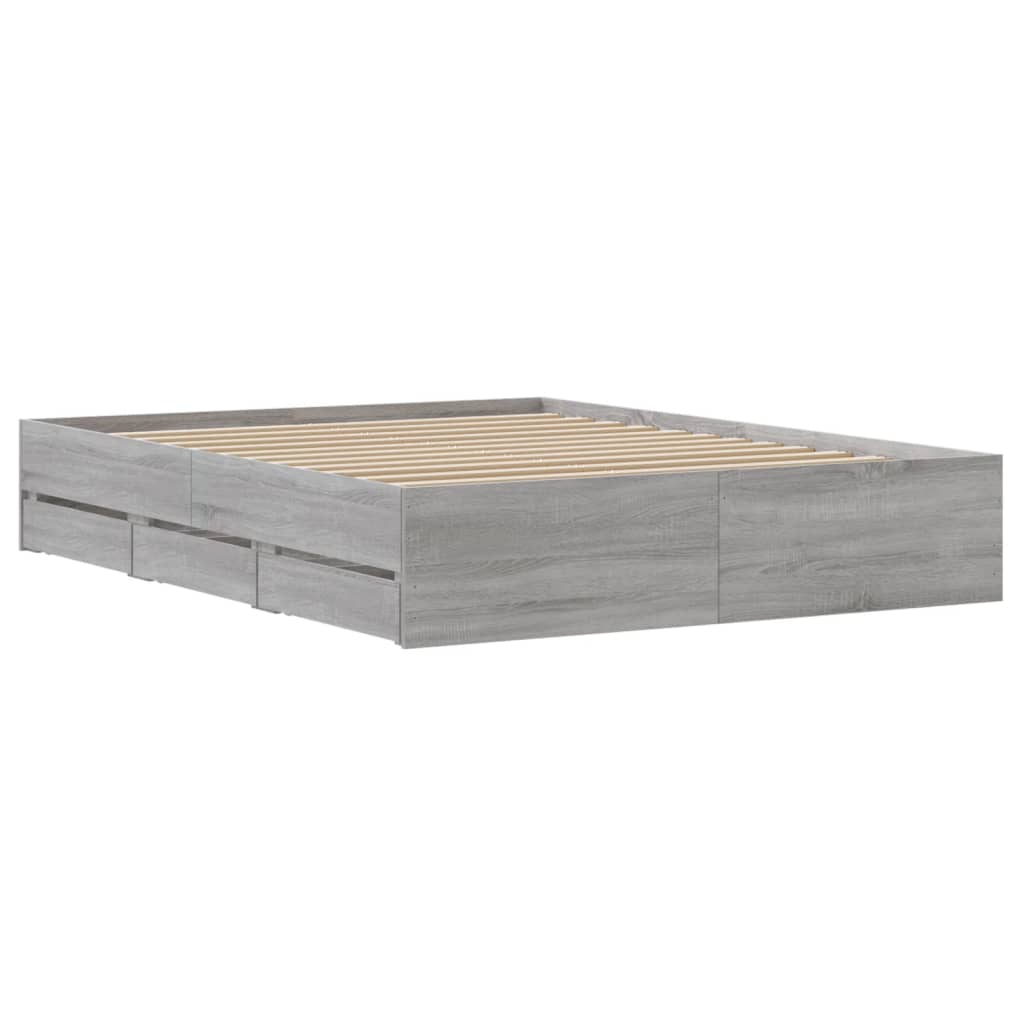 Okvir za krevet s ladicama boja hrasta 140x200 cm drveni