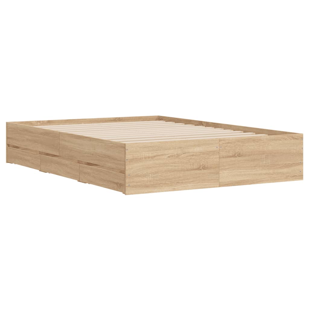 Okvir za krevet s ladicama boja hrasta 120x200 cm drveni